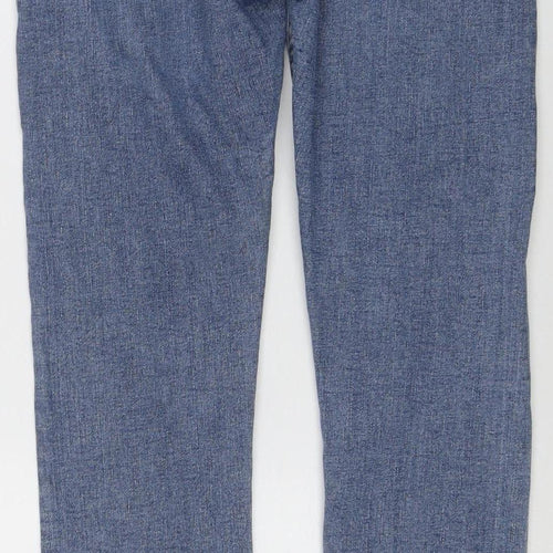 ZARA Women Blue Straight Denim Jeans Size 12 Mid Rise Stretch