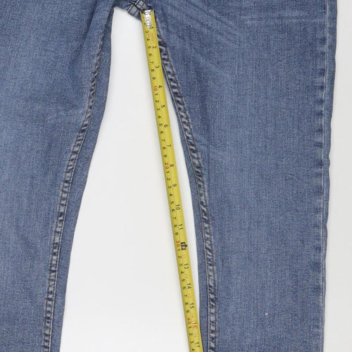 ZARA Women Blue Straight Denim Jeans Size 12 Mid Rise Stretch