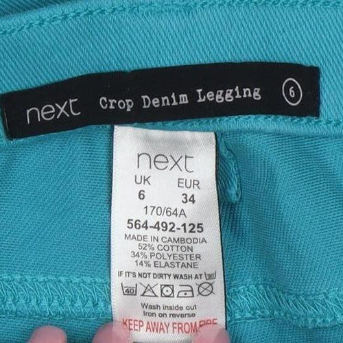 Next Womens Blue Crop Denim Jegging Size 6 Slim Fit Stretch Jeans