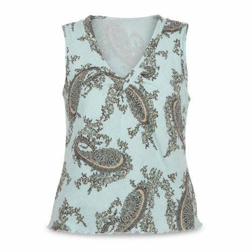 Editions Women's Blue Paisley Sleeveless V-Neck Tank Top Size 14