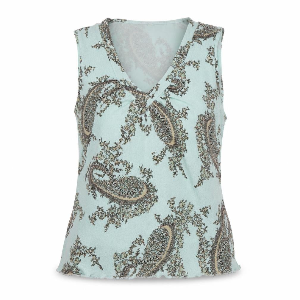 Editions Women's Blue Paisley Sleeveless V-Neck Tank Top Size 14
