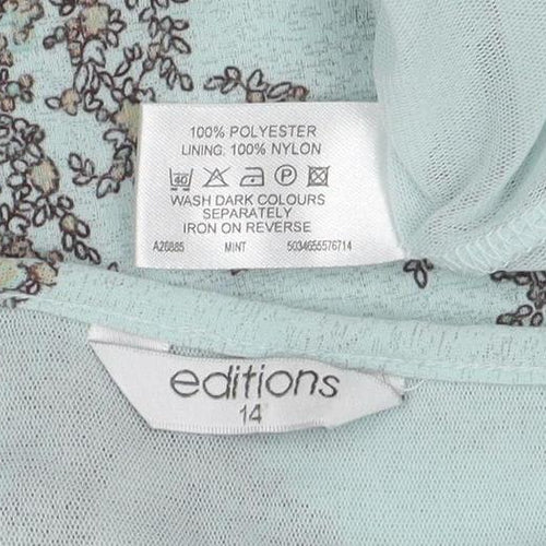 Editions Women's Blue Paisley Sleeveless V-Neck Tank Top Size 14