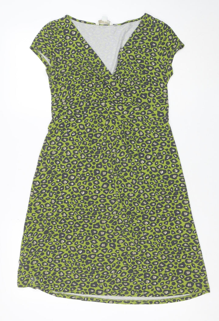 Boden Women’s Green Leopard Print Bodycon Dress Size 8