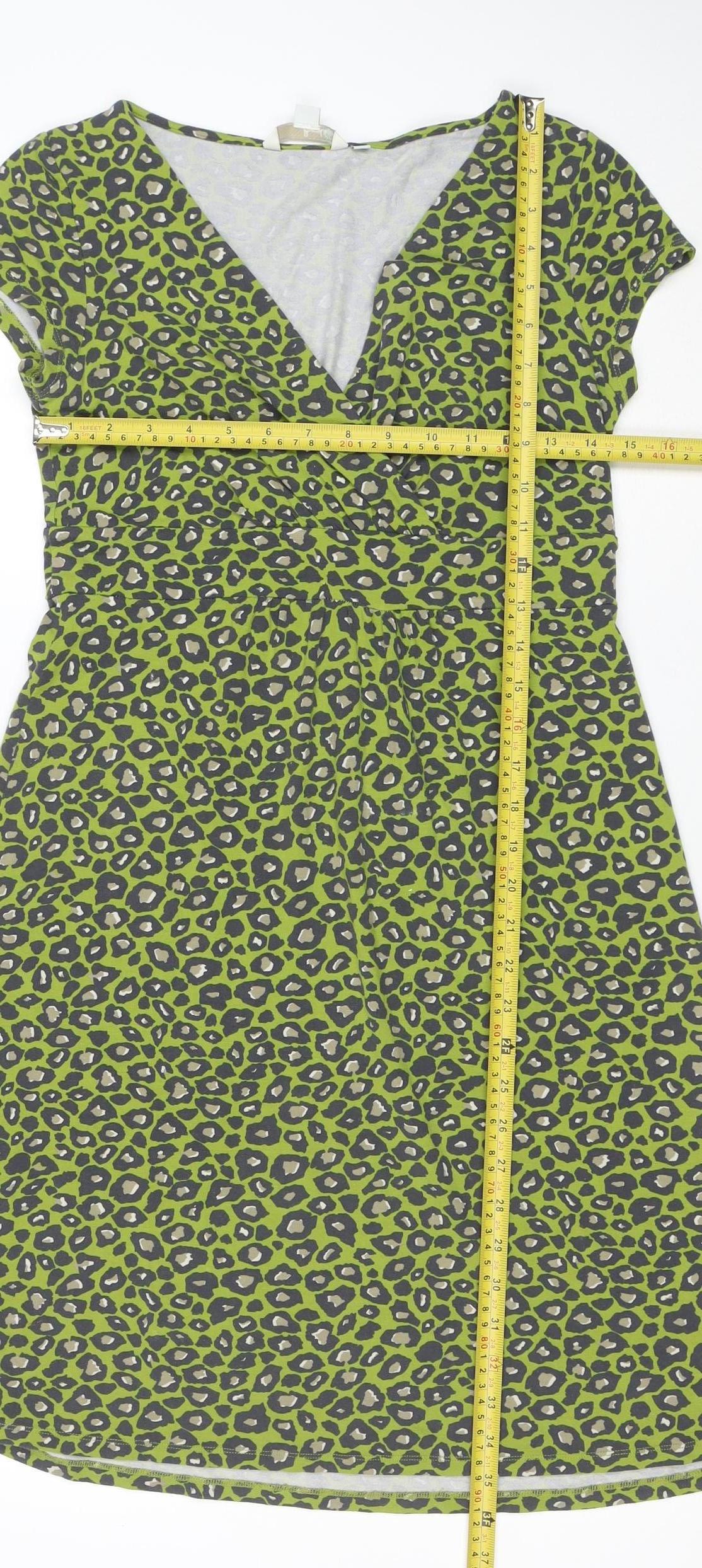 Boden Women’s Green Leopard Print Bodycon Dress Size 8