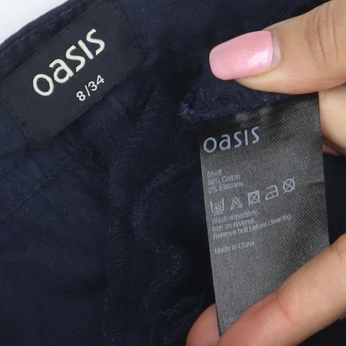 Oasis Womens Blue Chino Shorts Size 8 Regular Cotton Blend
