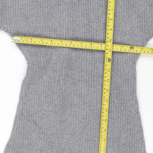 H&M Women Grey Roll Neck Wool Cashmere Jumper Dress Size M