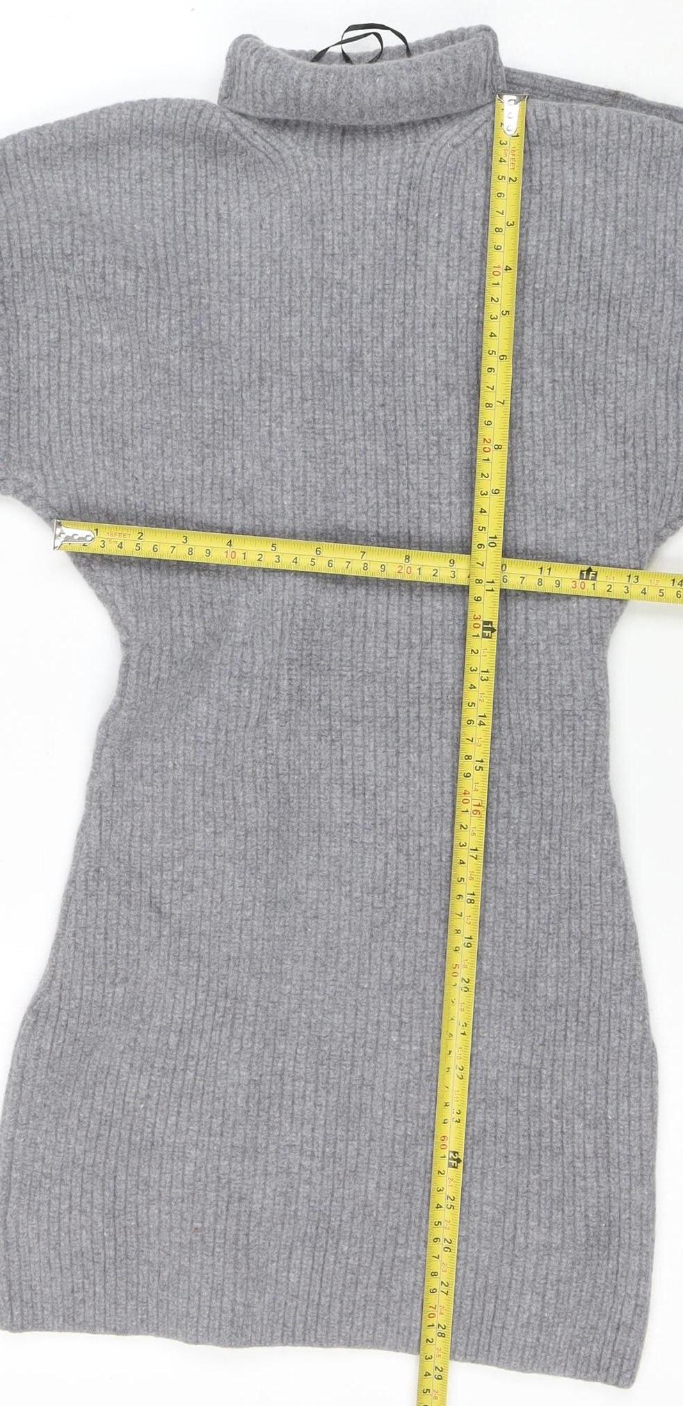 H&M Women Grey Roll Neck Wool Cashmere Jumper Dress Size M