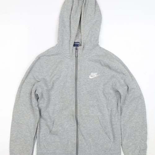 Nike Boys Grey Full Zip Hoodie M 10-12 Years Cotton Blend