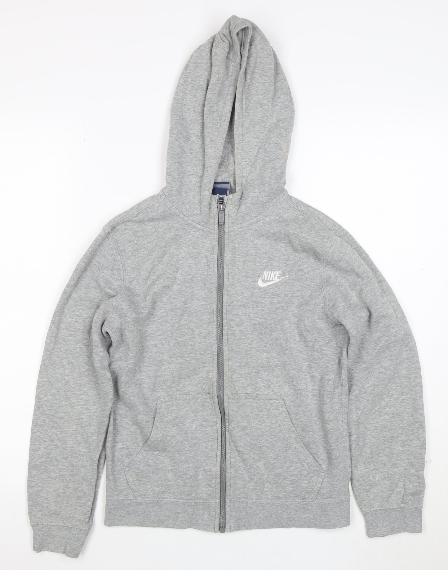 Nike Boys Grey Full Zip Hoodie M 10-12 Years Cotton Blend