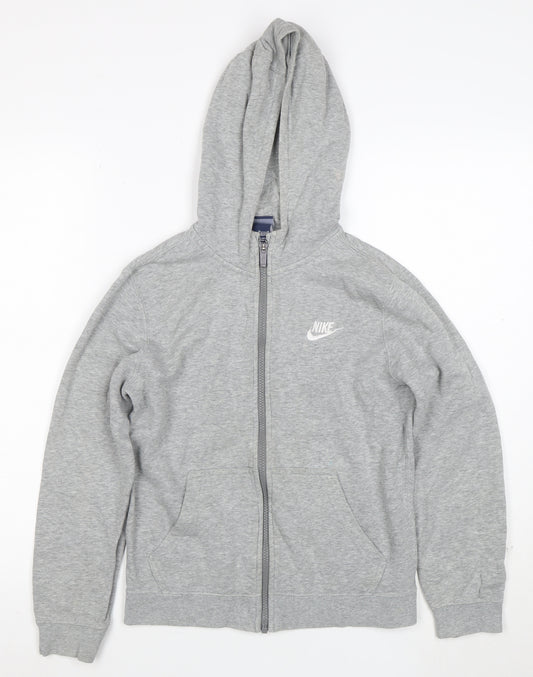 Nike Boys Grey Full Zip Hoodie M 10-12 Years Cotton Blend