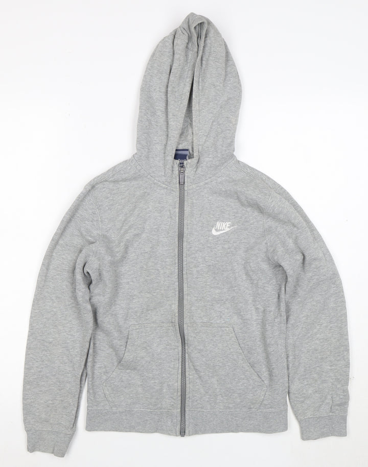Nike Boys Grey Full Zip Hoodie M 10-12 Years Cotton Blend