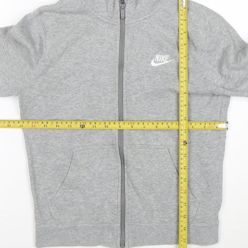 Nike Boys Grey Full Zip Hoodie M 10-12 Years Cotton Blend