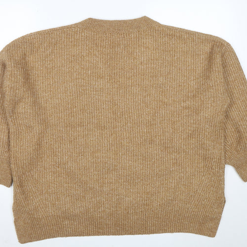 Primark Women’s Beige V-Neck Ribbed Knit 3/4 Sleeve Jumper M