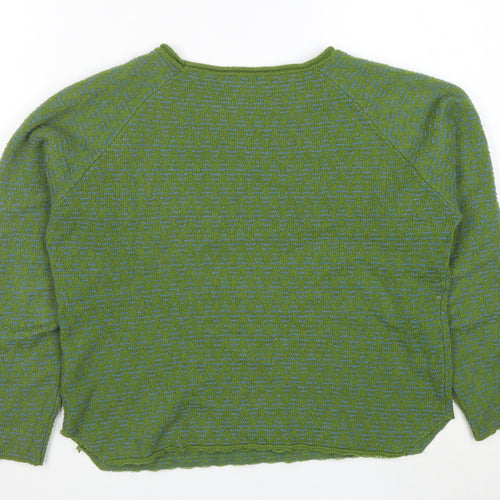 Zilch Women Green Merino Wool Blend Crew Neck Pullover Jumper M