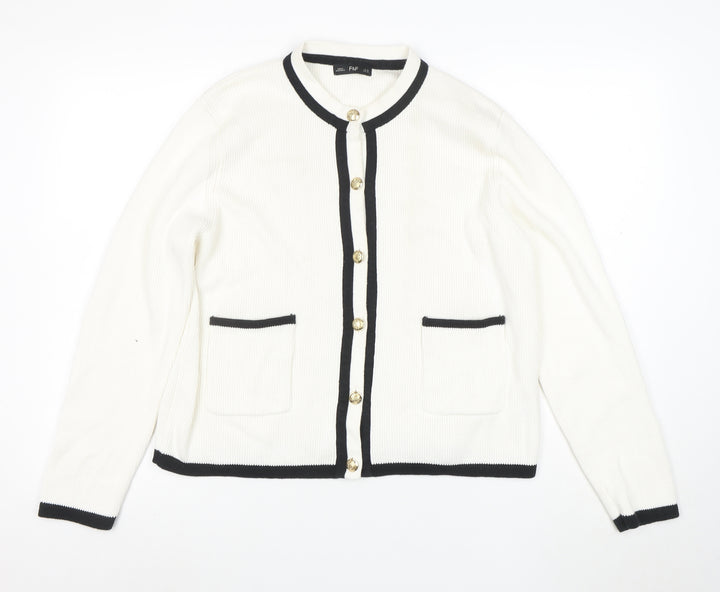 F&F Women's White Knit Cardigan XL Classic Button Front