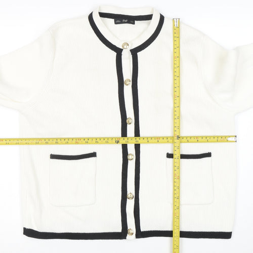F&F Women's White Knit Cardigan XL Classic Button Front