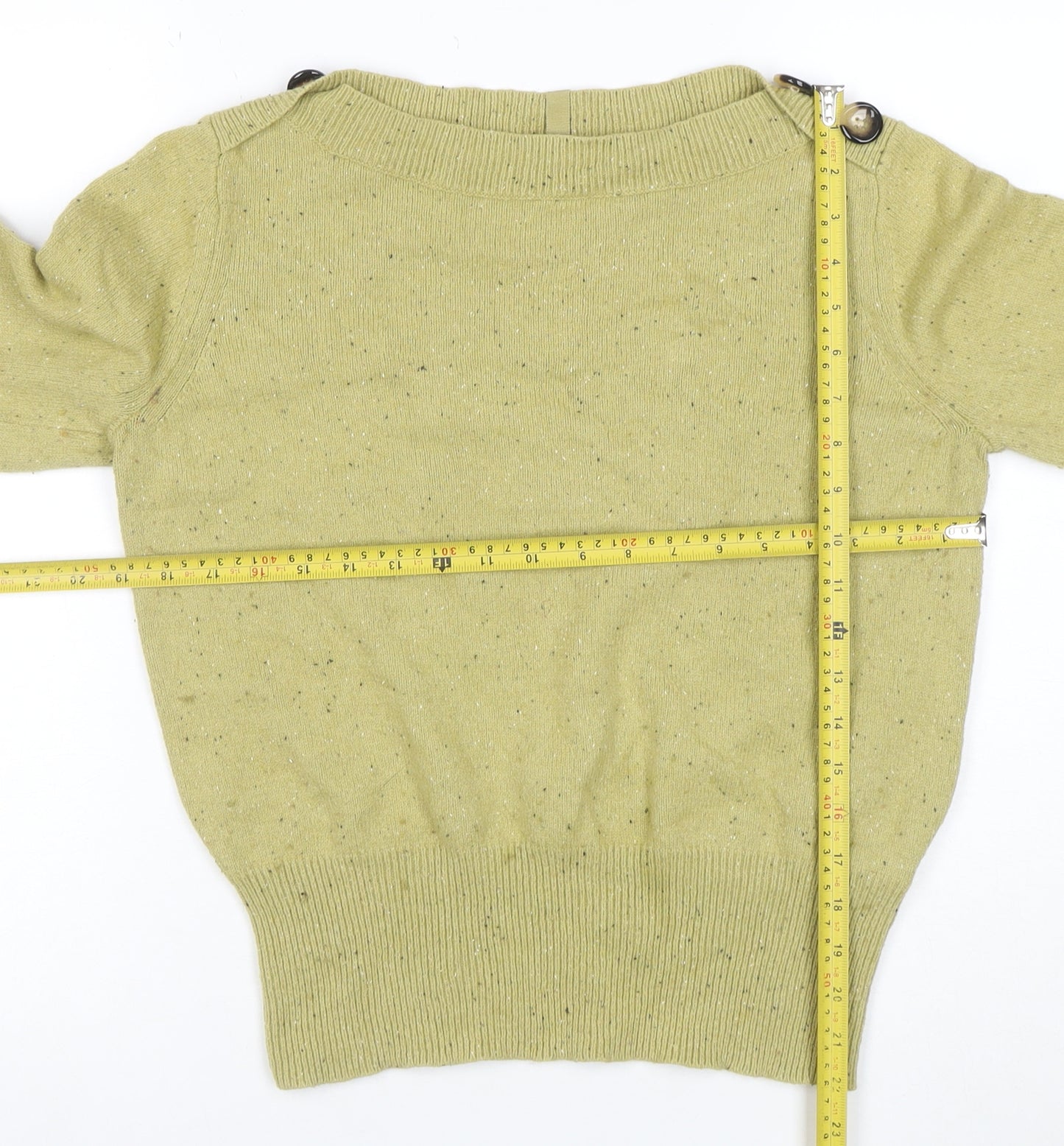 Per Una Women's Green Wool Blend Crew Neck Jumper Size 14