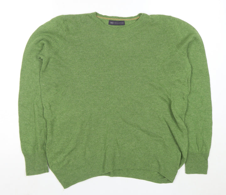 Marks and Spencer Women’s Green Merino Wool Crew Neck Jumper UK 14