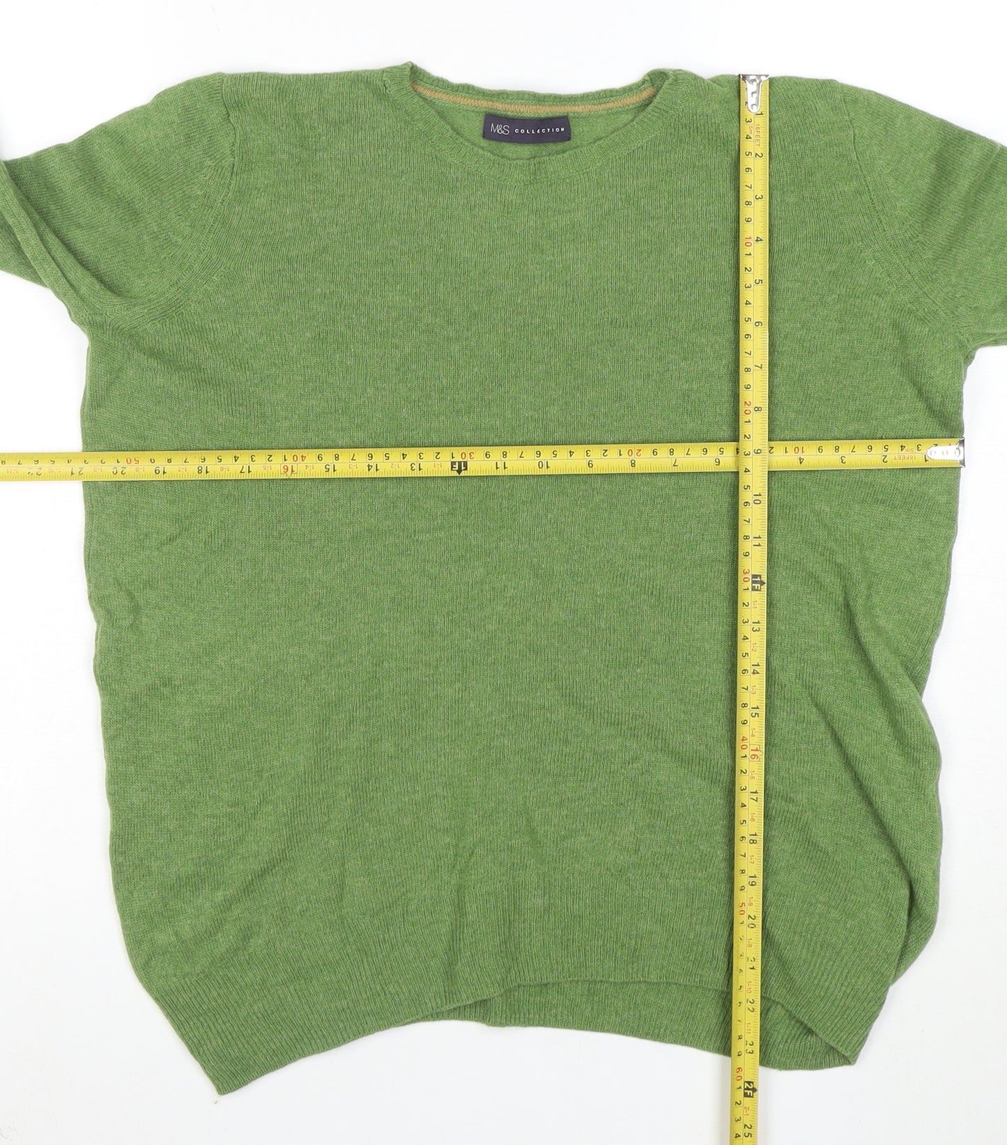 Marks and Spencer Women’s Green Merino Wool Crew Neck Jumper UK 14