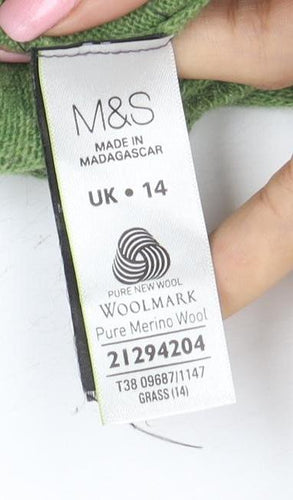 Marks and Spencer Women’s Green Merino Wool Crew Neck Jumper UK 14