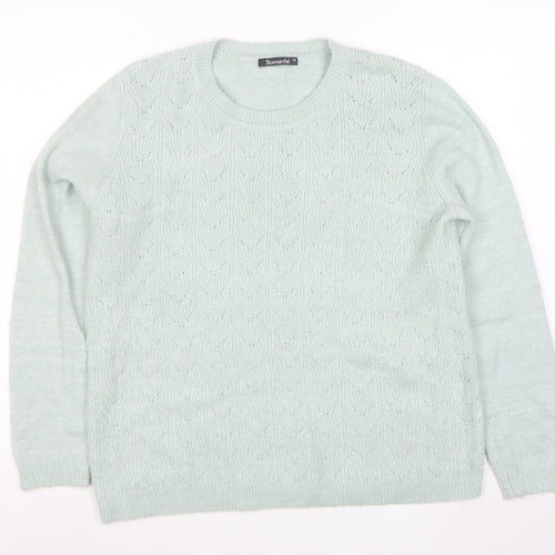 Bonmarche Women's Green Size 12 Crew Neck Knit Jumper
