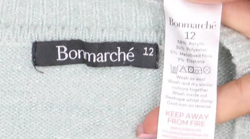 Bonmarche Women's Green Size 12 Crew Neck Knit Jumper