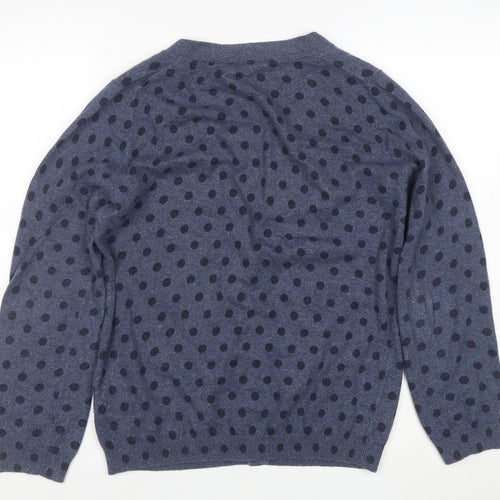 Boden Womens Blue Polka Dot V-Neck Cardigan Size 14 Cotton Blend