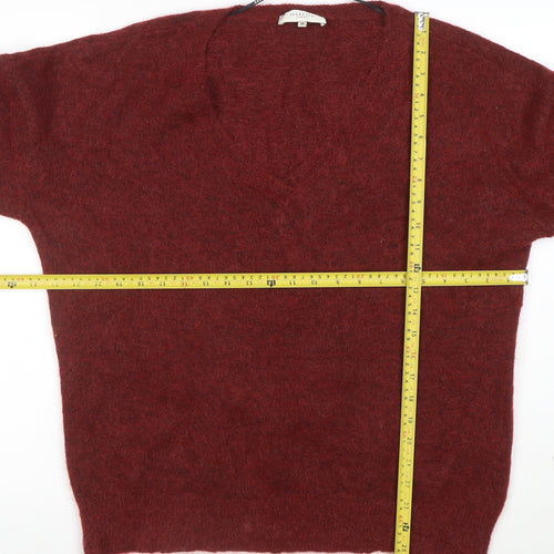 SELECTED FEMME Women Red Alpaca Wool V-Neck Relaxed Pullover Jumper M