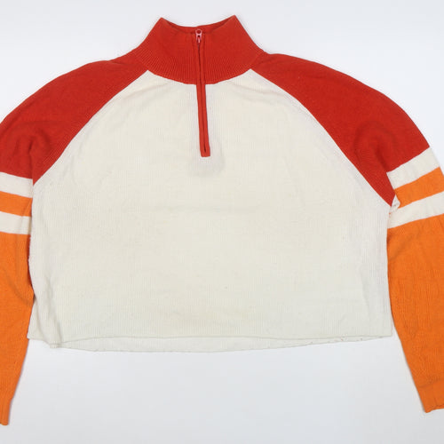 French Connection Women's Multicoloured XL 1/4 Zip Mock Neck Jumper