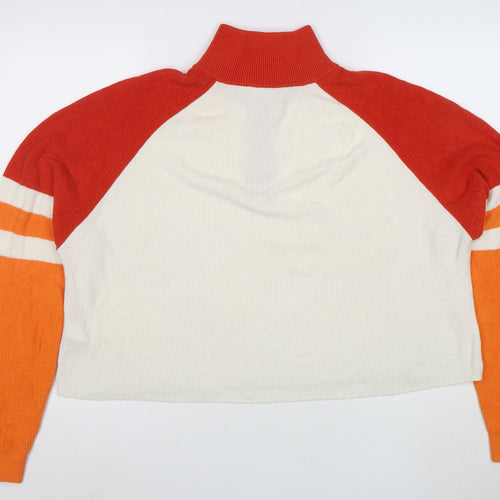 French Connection Women's Multicoloured XL 1/4 Zip Mock Neck Jumper
