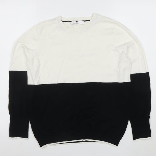 Very Womens Black White Colour Block Crew Neck Jumper Size 18