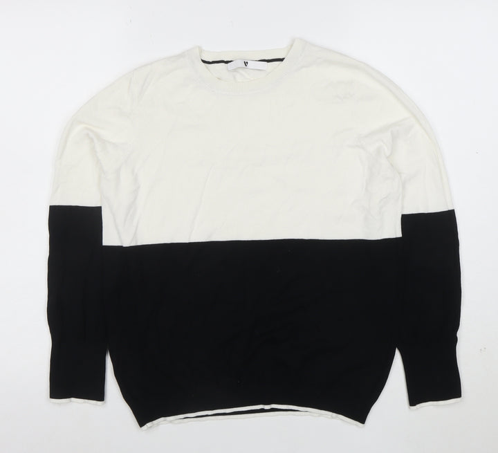 Very Womens Black White Colour Block Crew Neck Jumper Size 18