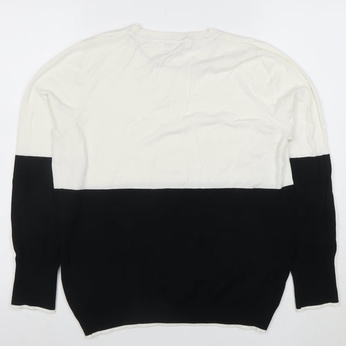Very Womens Black White Colour Block Crew Neck Jumper Size 18