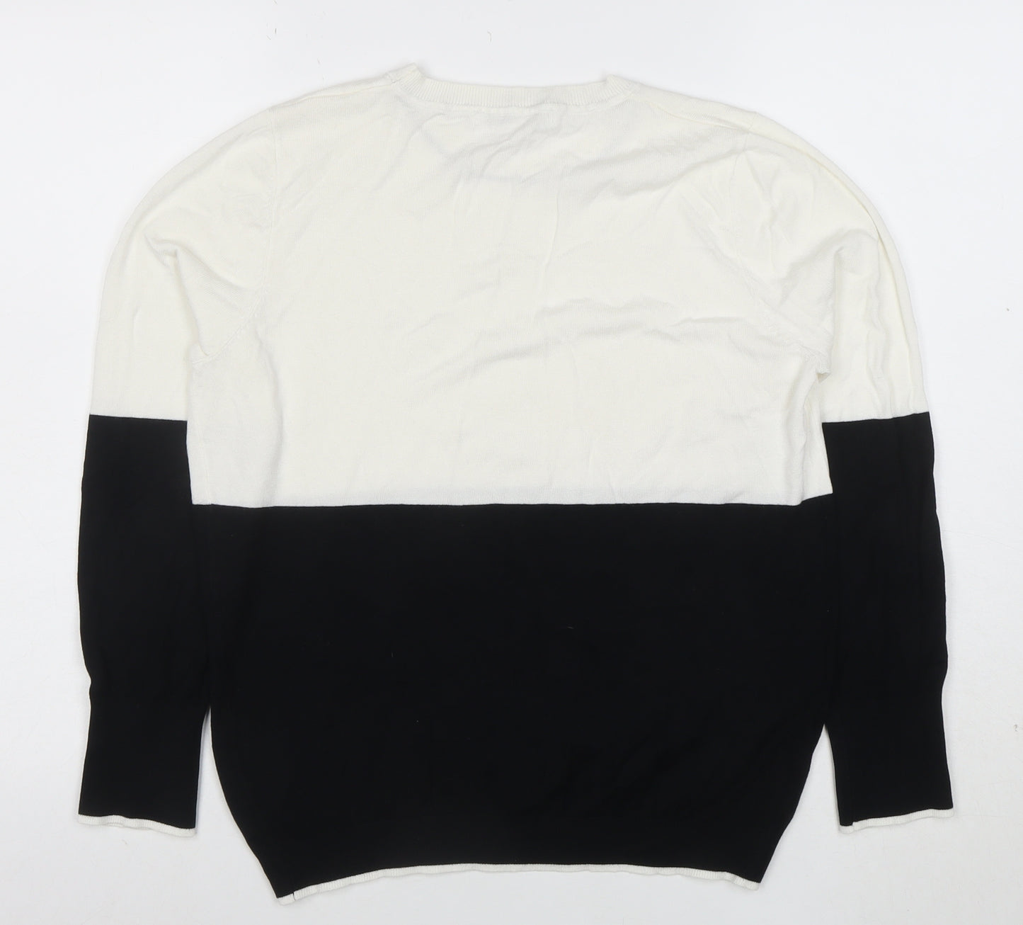 Very Womens Black White Colour Block Crew Neck Jumper Size 18