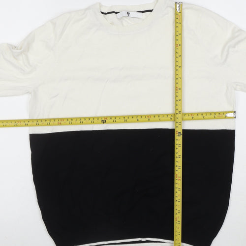 Very Womens Black White Colour Block Crew Neck Jumper Size 18