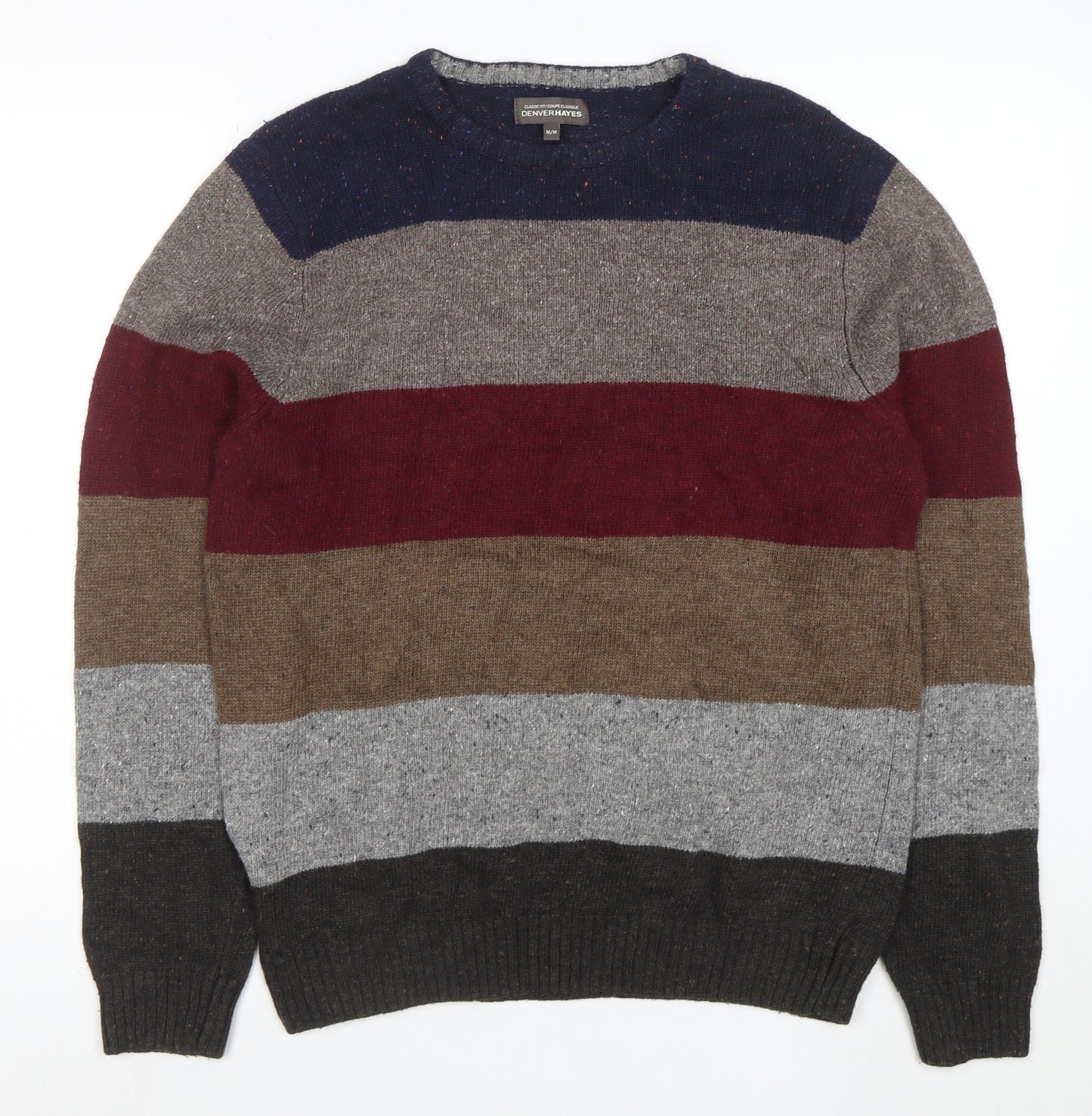 Denver Hayes Men's Multicoloured Striped Cotton Blend Jumper M
