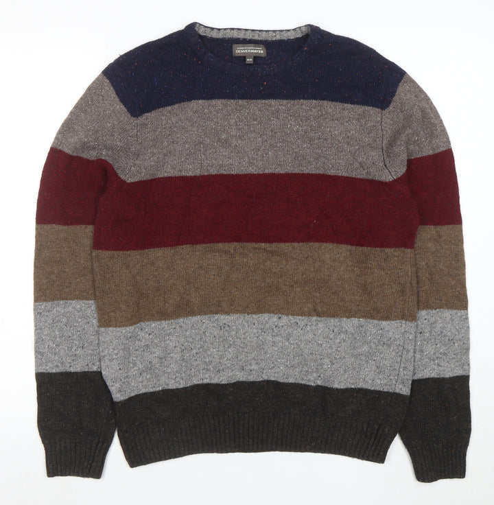Denver Hayes Men's Multicoloured Striped Cotton Blend Jumper M