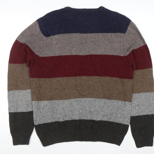 Denver Hayes Men's Multicoloured Striped Cotton Blend Jumper M