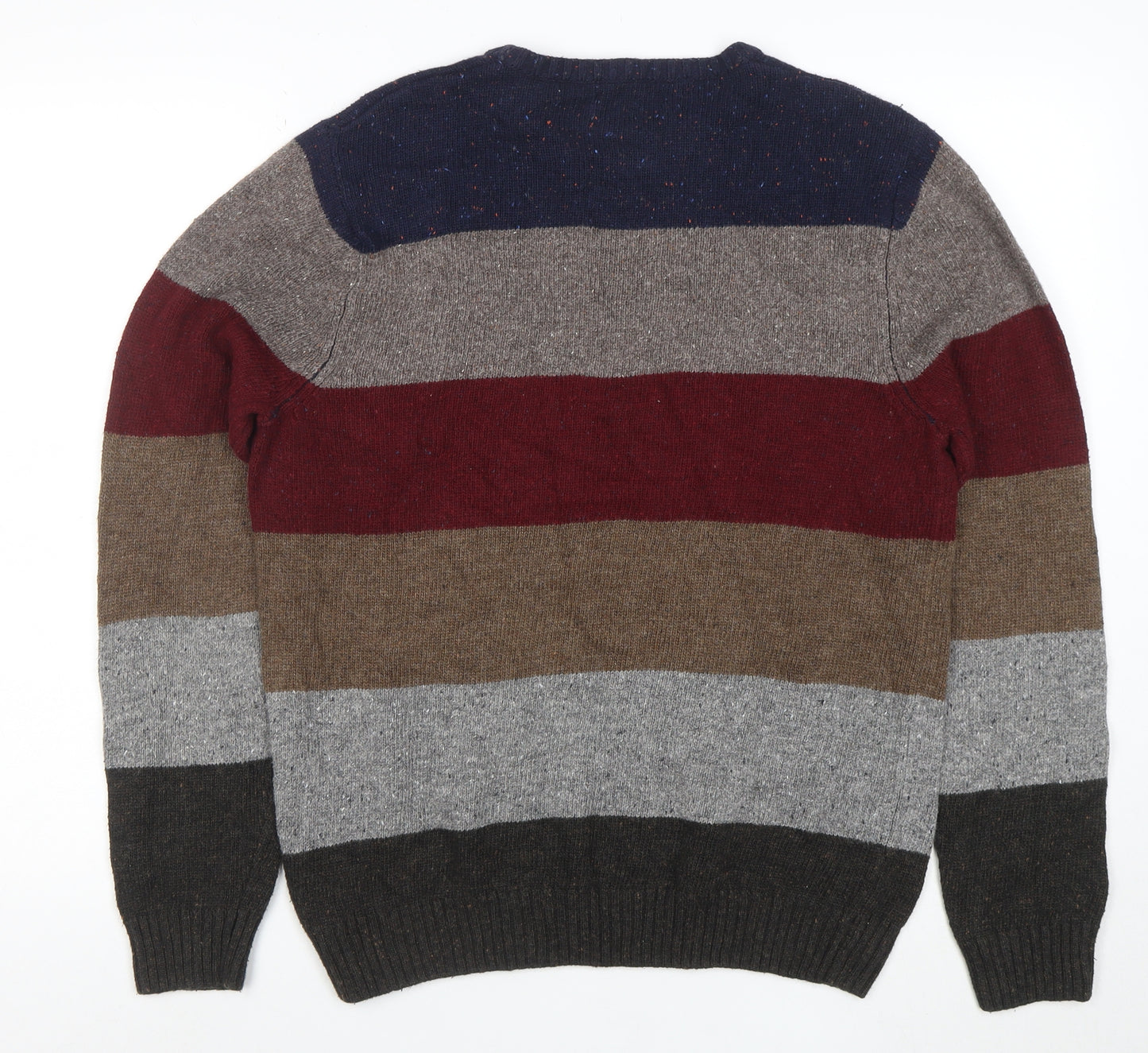Denver Hayes Men's Multicoloured Striped Cotton Blend Jumper M