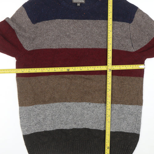Denver Hayes Men's Multicoloured Striped Cotton Blend Jumper M