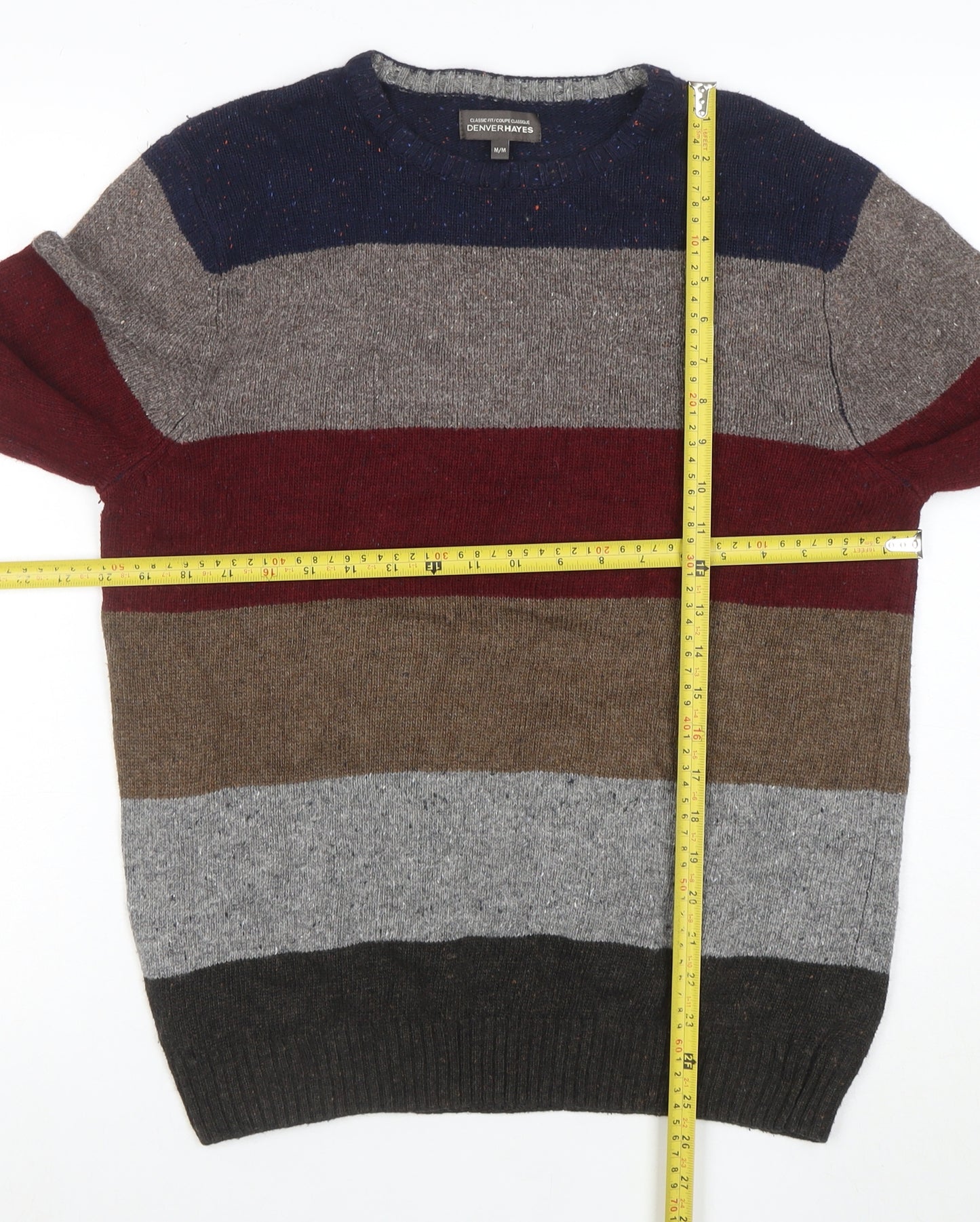 Denver Hayes Men's Multicoloured Striped Cotton Blend Jumper M