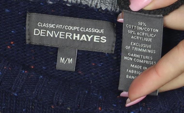 Denver Hayes Men's Multicoloured Striped Cotton Blend Jumper M