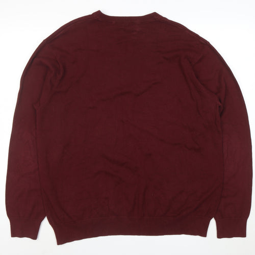Greg Norman Men's Red XL V-Neck Cotton Golf Pullover Jumper