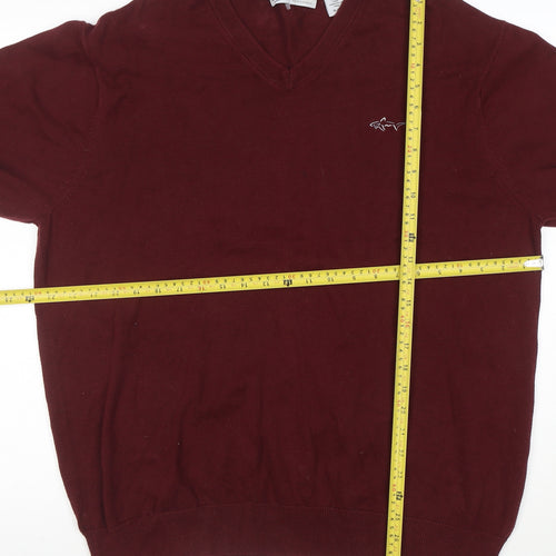 Greg Norman Men's Red XL V-Neck Cotton Golf Pullover Jumper
