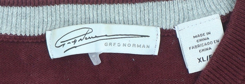 Greg Norman Men's Red XL V-Neck Cotton Golf Pullover Jumper