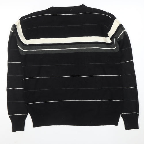GINAARTI Men's Black Check Crew Neck Pullover Jumper M