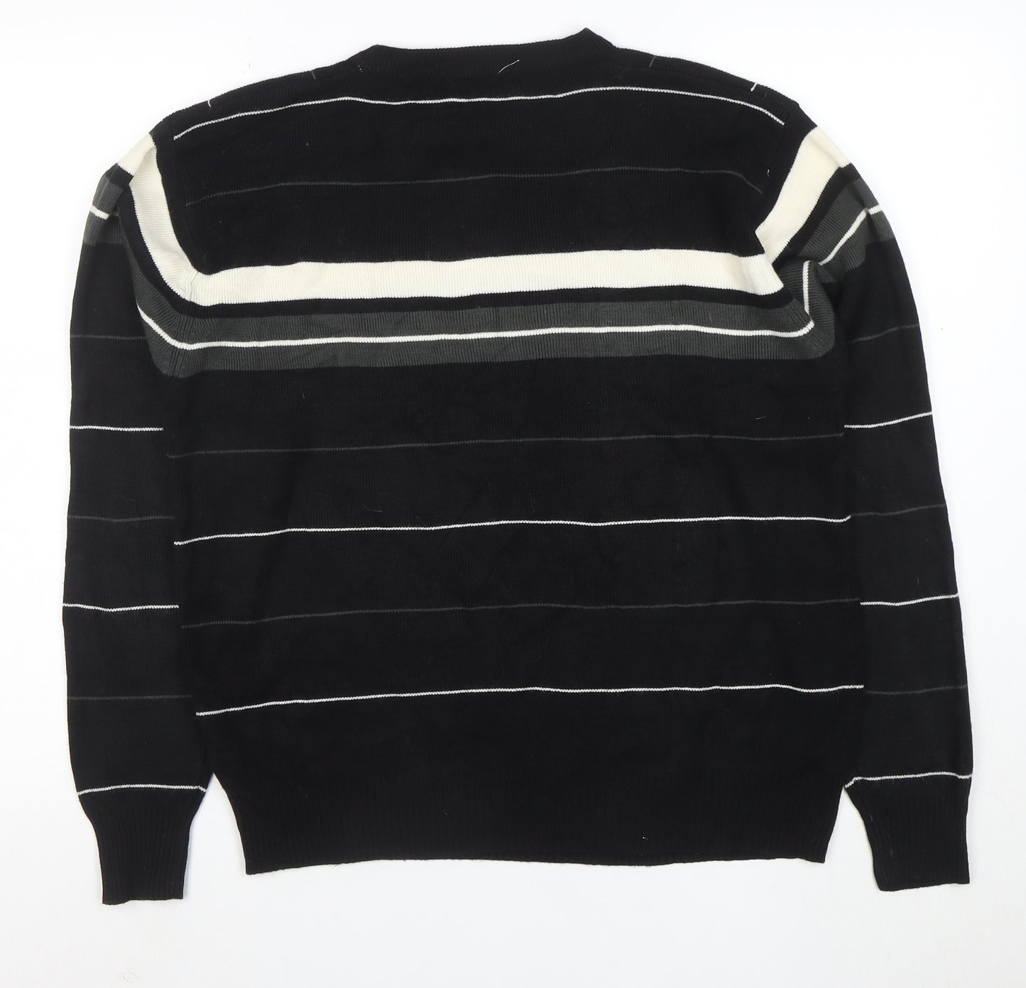 GINAARTI Men's Black Check Crew Neck Pullover Jumper M