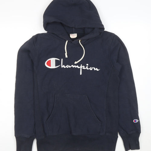 Champion Men's Blue Small Pullover Hoodie Reverse Weave Embroidered Logo