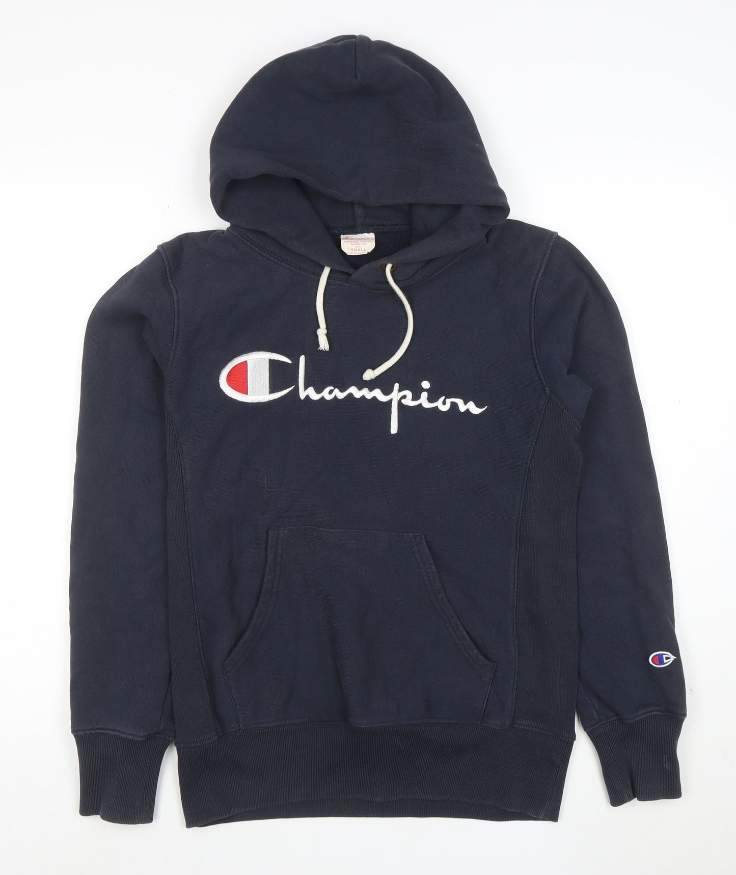 Champion Men's Blue Small Pullover Hoodie Reverse Weave Embroidered Logo