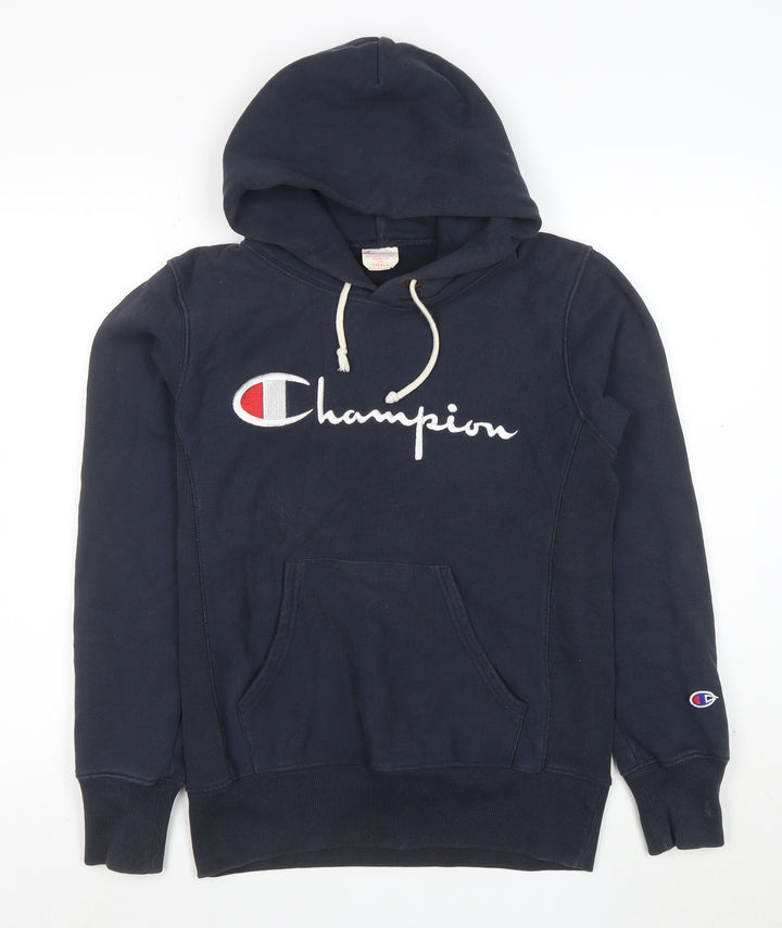 Champion Men's Blue Small Pullover Hoodie Reverse Weave Embroidered Logo